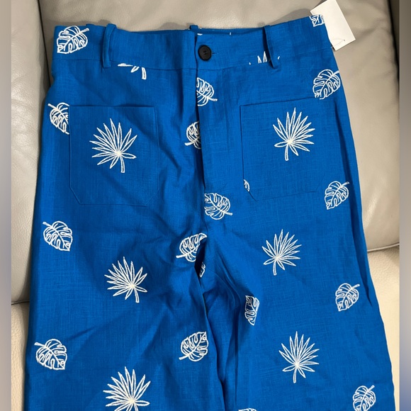 Zara Women’s Palm Embroidered Wide Legs Cropped Trousers - Size M - Picture 5 of 10